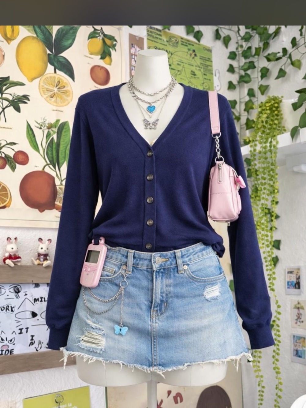 J. Crew Navy V-Neck Button Cardigan Sweater